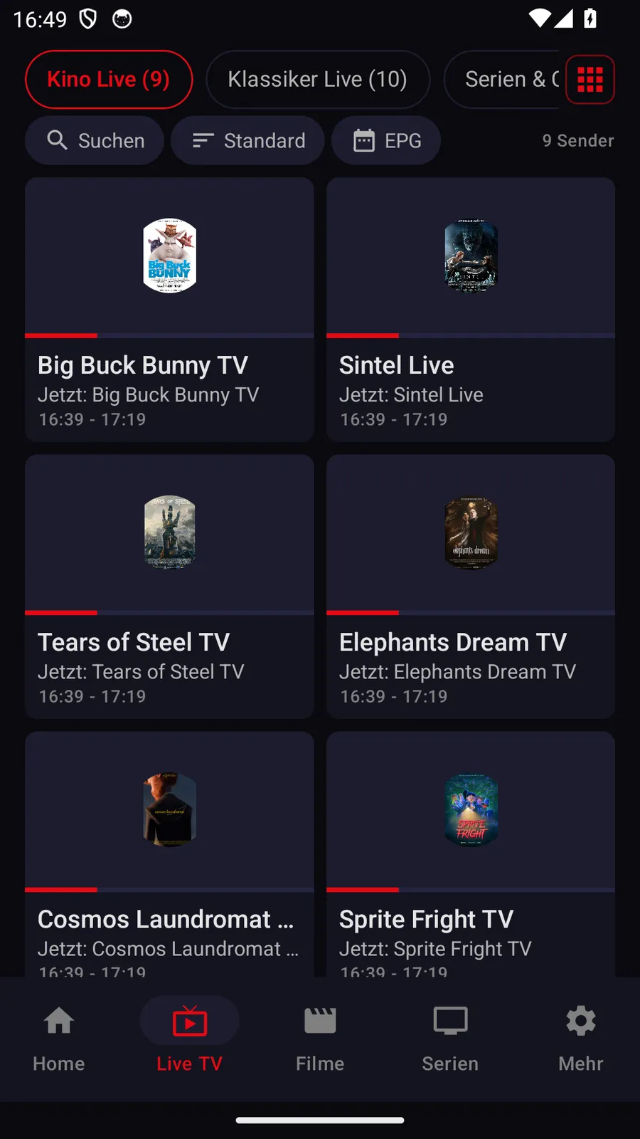 TELOS IPTV auf Android-Smartphone: Live-TV mit Demo-Katalog (freie Lizenzen)
